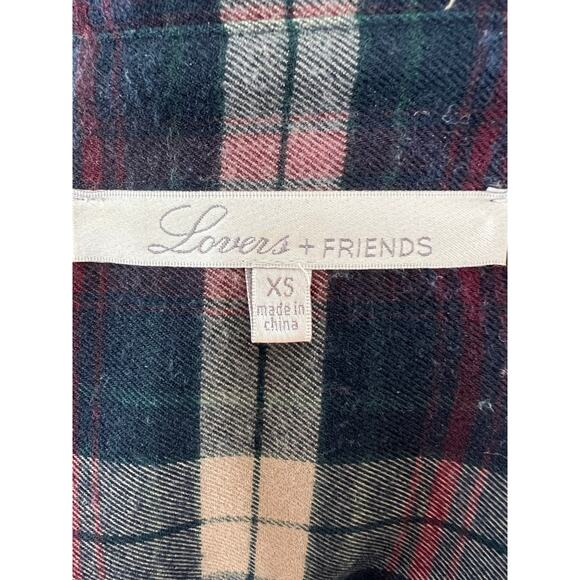 Lovers + Friends Blue Plaid Long Sleeve Button-Down Embellished Shirt Size XS - Picture 8 of 10